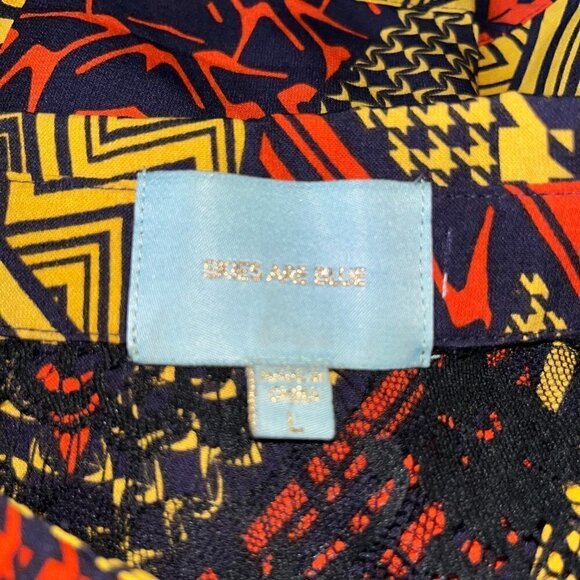 Anthropologie Anthro SKIES ARE BLUE Abstract Sheer Lace Button Up Shirt Top - L - Picture 8 of 10